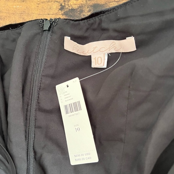 NWT Anthropologie Hutch Black Velvet Ruched Puff Sleeve Mini Dress Sz 10 - Picture 14 of 16